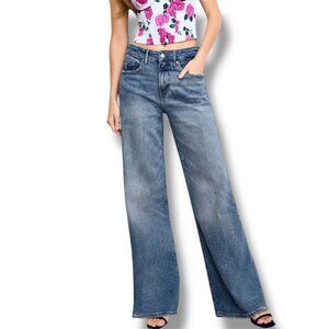 Good American 16 Indigo Wide Leg Good Ease Relaxed Jeans Denim Normcore Casual